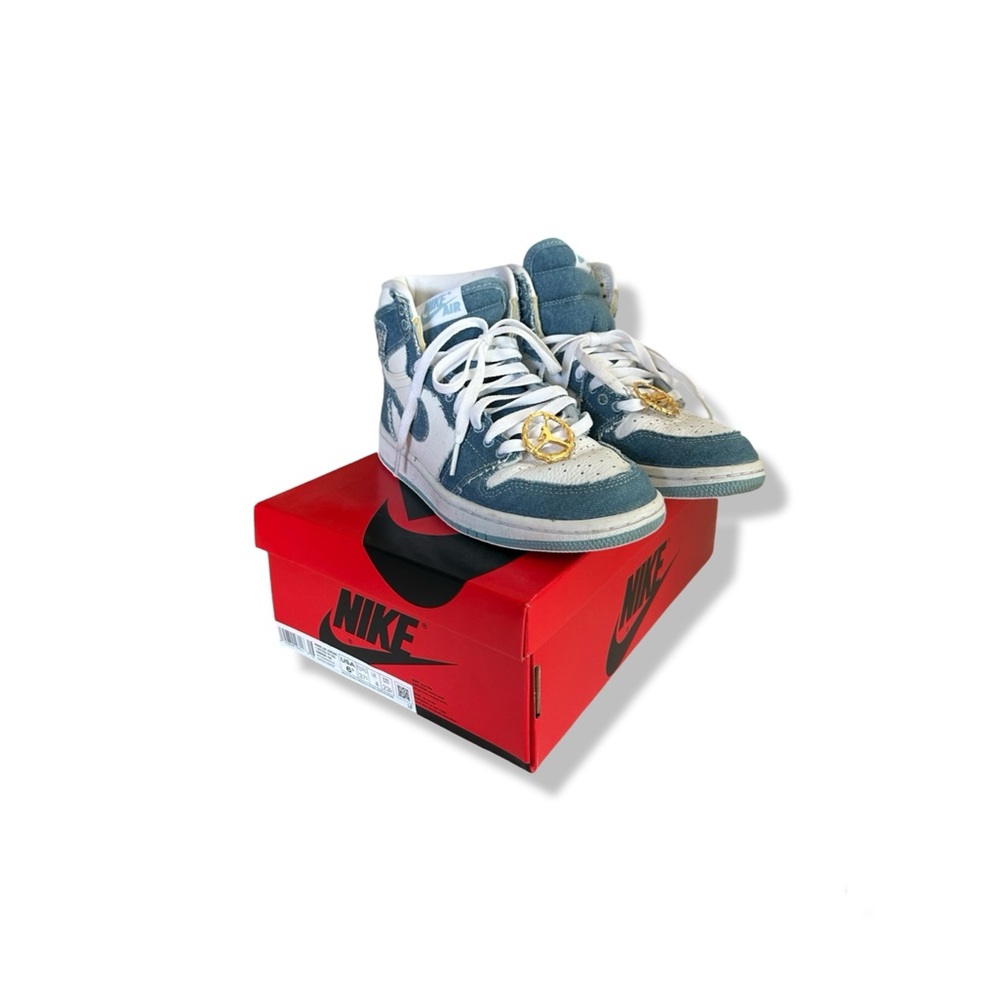 Nike Jordans High-Top Sneakers in Denim and White